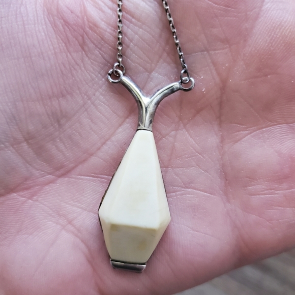 Sterling & Bone Pendant Necklace